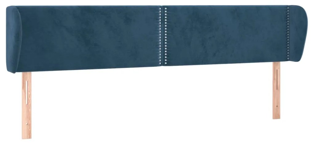 Testiera ad orecchio blu scuro 203x23x78/88 cm in velluto