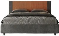 Letto imbottito Matrimoniale 160x210 cm tessuto Labirinto Rosal - Con rete,Grigio/Arancio