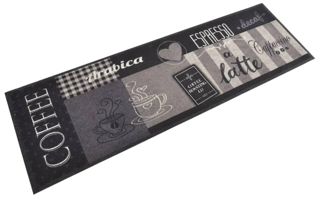 Tappeto Da Cucina Lavabile Nero Caffè 60x180 Cm Velluto /