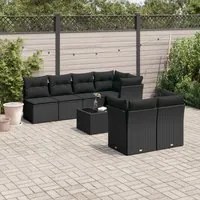 Set Divani da Giardino con Cuscini 8 pz Nero in Polyrattancod mxl 111775