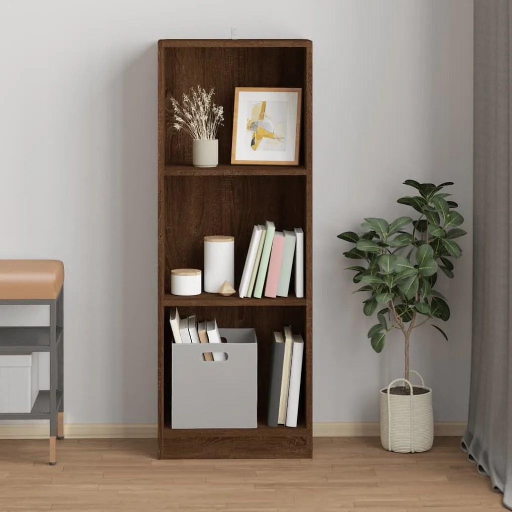 Libreria 3 Ripiani Rovere Marrone 40x24x109cm Legno Multistrato