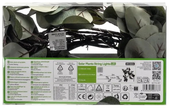 Aigostar - Catena LED solare 110xLED/4m IP65 300 mAh bianco caldo eucalipto