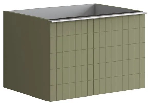 Mobile da bagno sospeso sotto lavabo L 60 x H 40 x P 45.5 cm verde laccato opaco, 2 cassetti Pixel grid