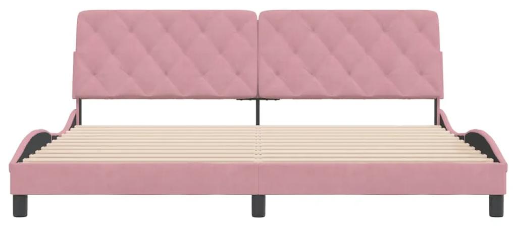 Giroletto con testiera rosa 200x200 cm in velluto