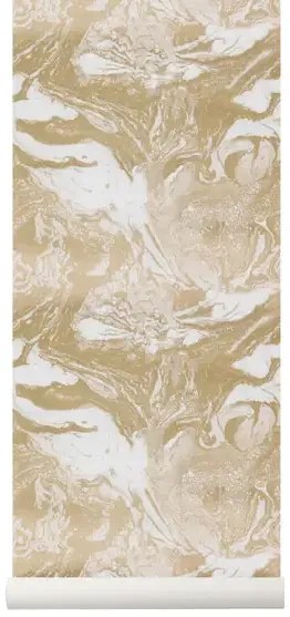 Ferm Living Carta da parati Marbling - Gold
