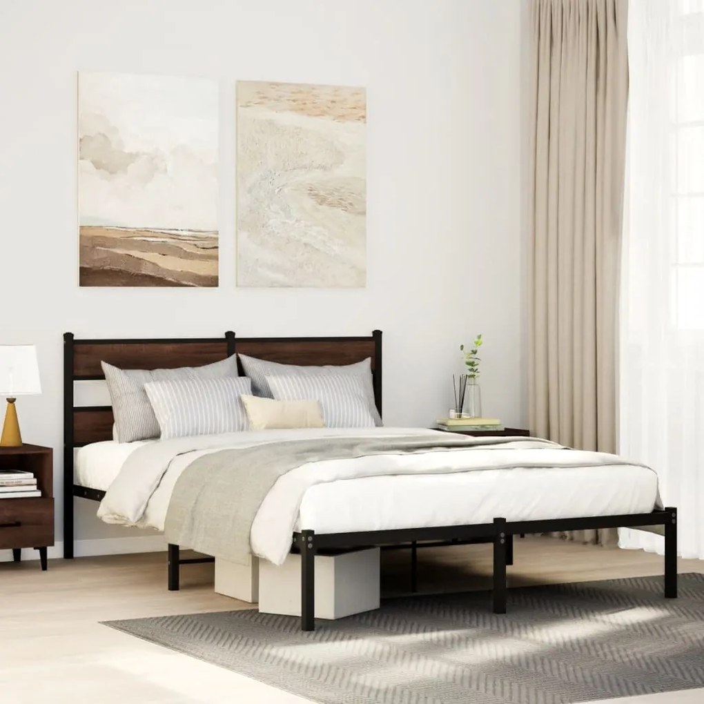 Giroletto Senza Materasso Con Testiera Rovere Marrone 140x200cm /