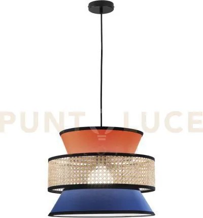 Lampadario a sospensione gazebo arancione blu rattan naturale 1 luc...