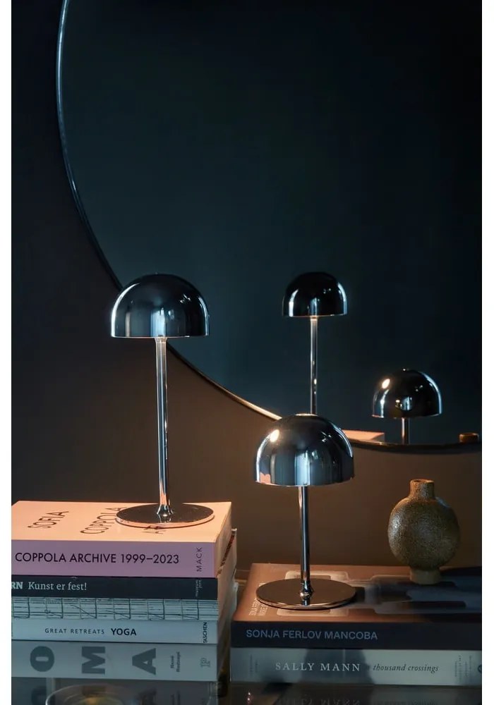 Lampada da tavolo LED argentata con paralume in metallo con telecomando (altezza totale 30 cm) Tim – Sirius