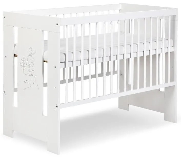 KLUPŚ - Lettino per bambini SAFARI 120x60 cm, coniglietto, pino/bianco