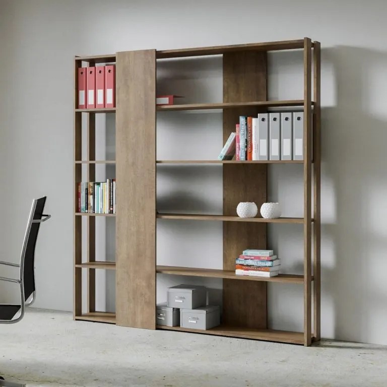 Libreria Eleganza Kato, Composizione A Kato 6R 2 fianchi 4 fasce lunghe / Noce