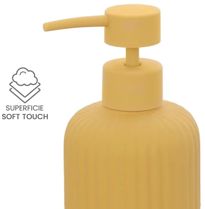 Dispenser sapone giallo in ceramica soft touch capienza 330 ml Spring