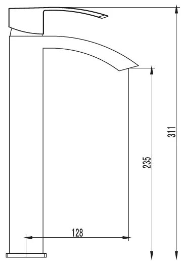 New Line M22 Miscelatore Alto Per Lavabo Con Canna Curva In Lega Ottone Cromo