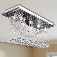 Lampada da Soffitto Bianca con Cristalli di Vetro 8 x G9 29 cm 241391