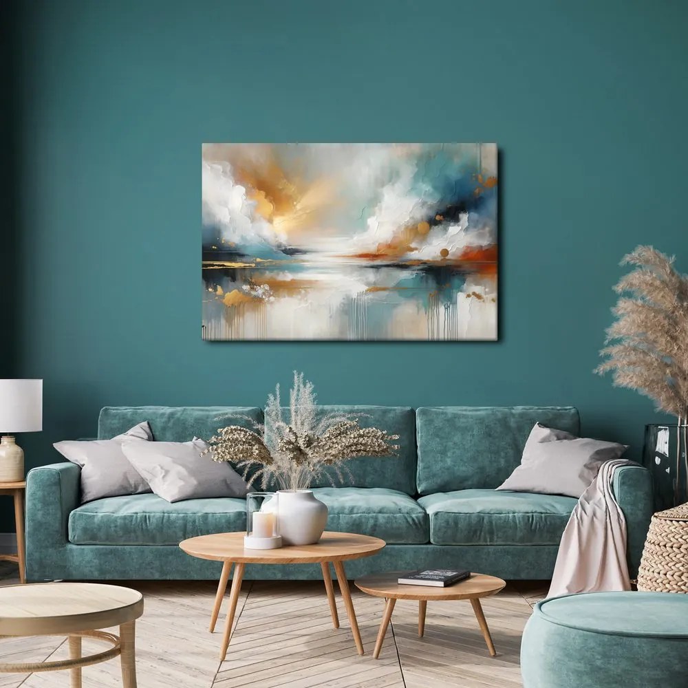 Quadro su tela – Cielo dorato sull’acqua