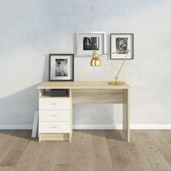 Scrivania 3 Cassetti 120x48x72h Function Plus Rovere E Bianco