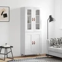 Credenza Bianco Lucido 69,5x34x180 cm in Legno Multistrato 3198315