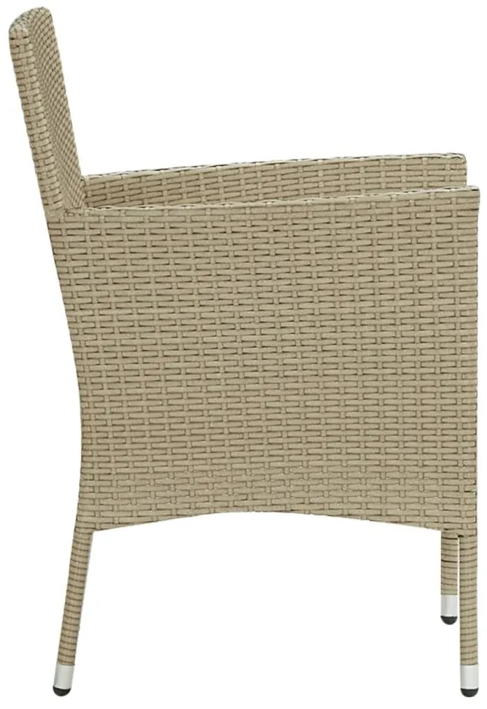 Sedie da pranzo per giardino 4 pz in polyrattan beige