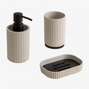 Set Da Bagno Ozene In Abs E Bambù Beige Crema - Sklum