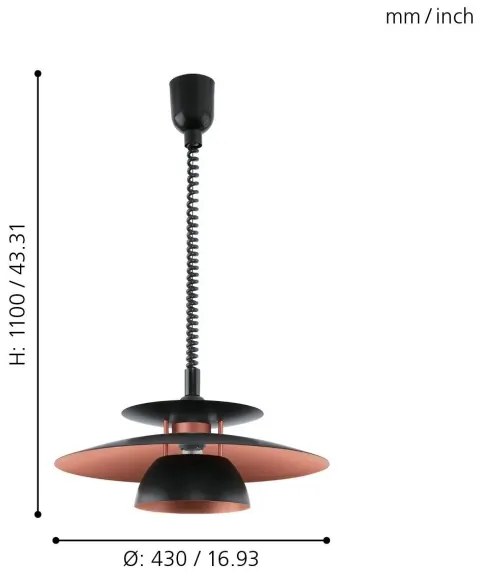 Eglo 31666 - Lampadario regolabile BRENDA 1xE27/60W/230V