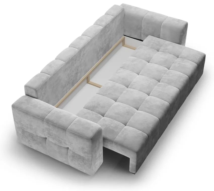 Divano letto in velluto grigio chiaro Luca - Milo Casa