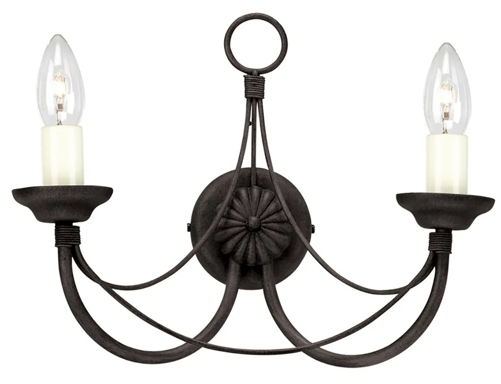 Applique Classica Carisbrooke Acciaio Nero 2 Luci E14