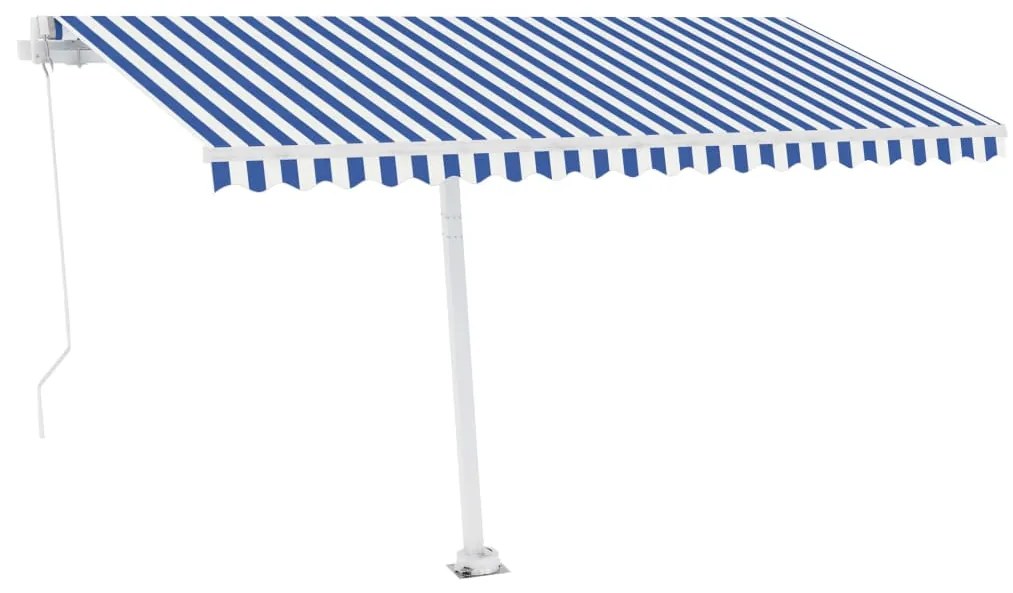 Tenda Retrattile Manuale Autoportante 450x300 cm Blu Bianca