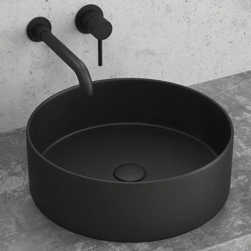 Kamalu - lavabo circolare colore mat nero 35cm  litos-0006b