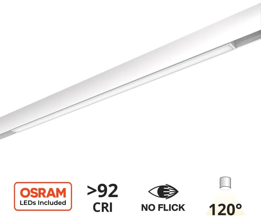 Faro LED Lineare 30W Magnetico 60cm, CRI92, 120°, Bianco 48V OSRAM LED Colore Bianco Caldo 3.000K