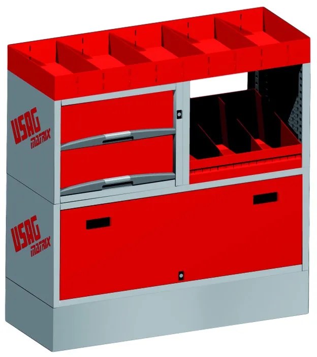 Armadietto da officina USAG Composizione per allestimento furgone in acciaio  2 cassetti 2 ripiani, L 99 x P 37.5 x H 101.4 cm