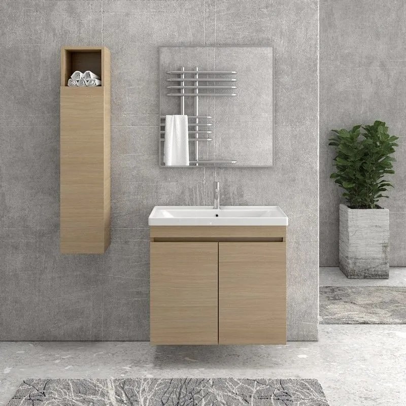 Kamalu - mobile bagno sospeso 80cm lavabo incasso e due ante sv-80a