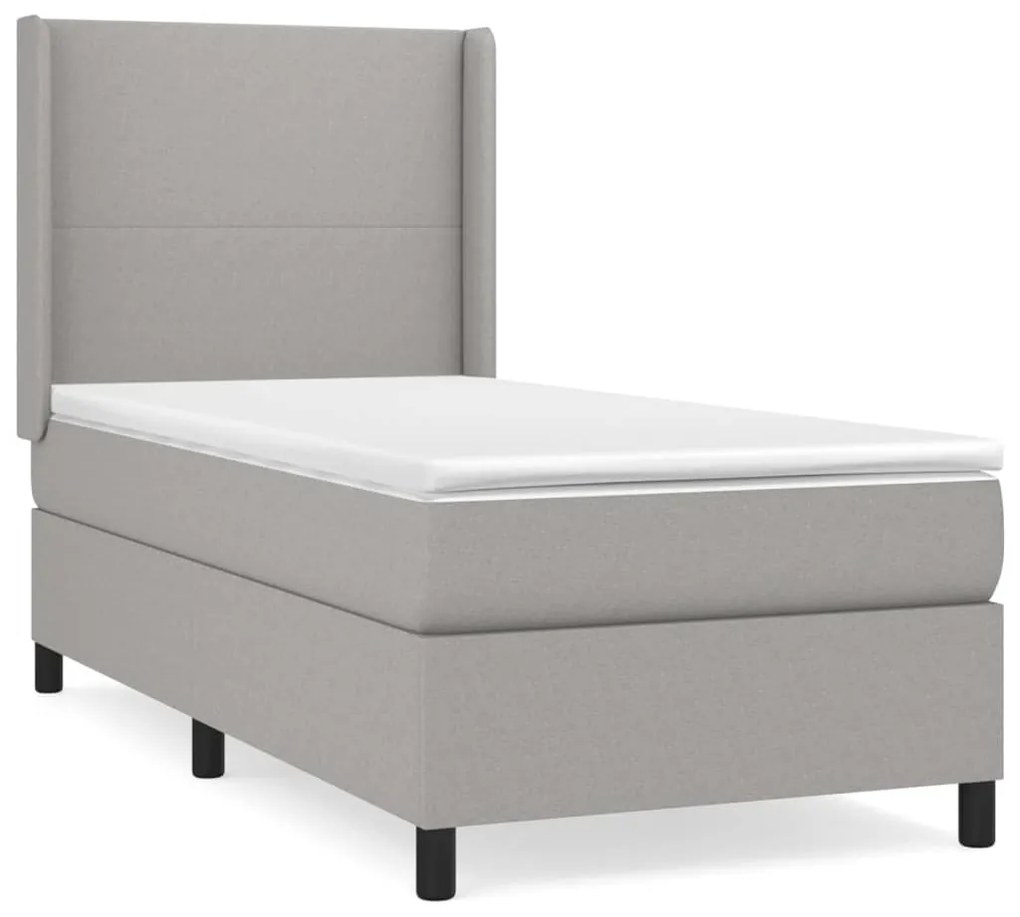 Giroletto a molle con materasso grigio chiaro100x200 cm tessuto