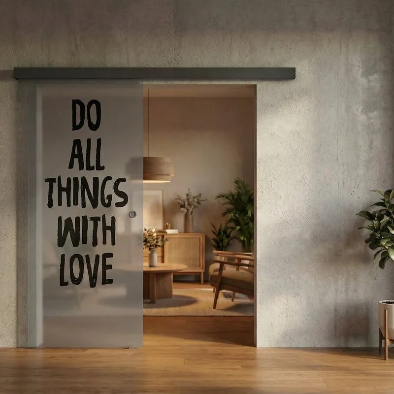 Porta scorrevole sinistra Love in vetro trasparente, L 88 x H 215 cm, con binario Meli