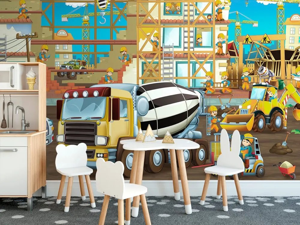 Carta da parati – Macchine sul cantiere