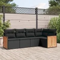 Set Divani da Giardino 5 pz con Cuscini in Polyrattan Nero 3227623