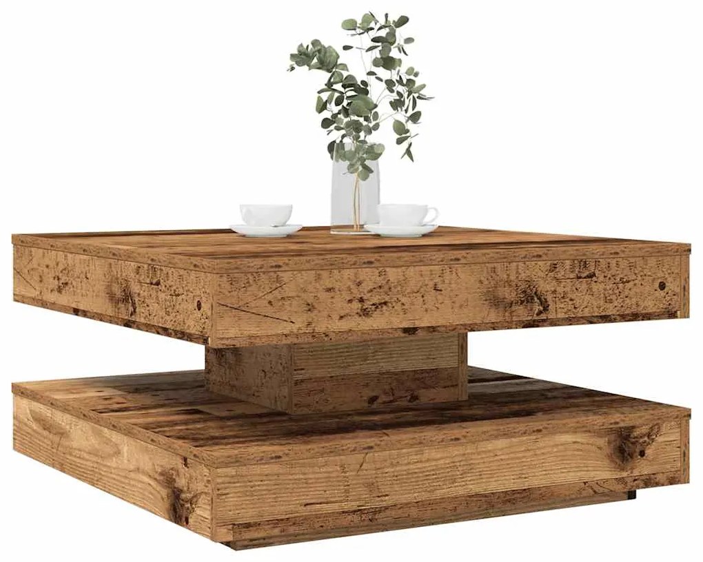 Tavolino Da Caffè Girevole A 360 Gradi Antico 70x70x34,5 Cm /