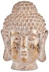 Statua Decorativa da Giardino Buddha Testa Bianco/Dorato Poliresina (45,5 x 68 x 48 cm)