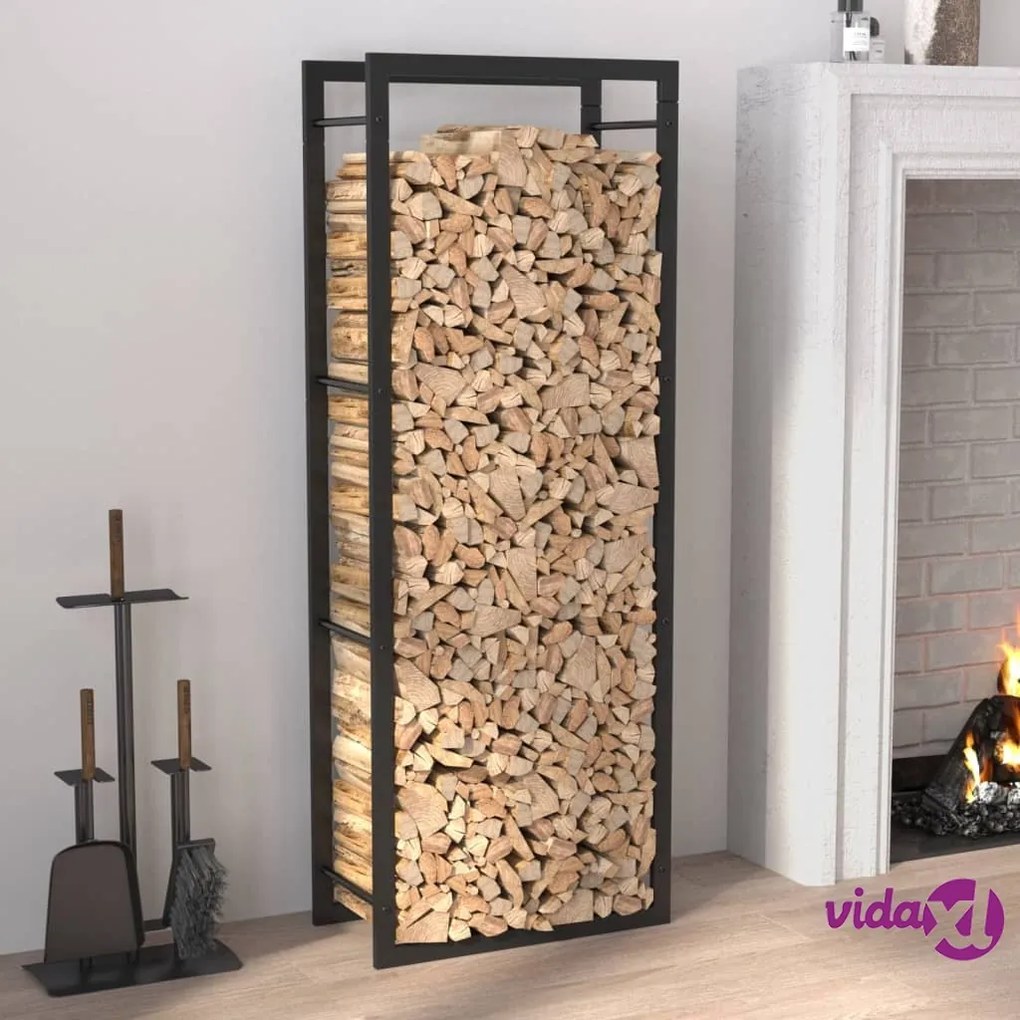 vidaXL Portalegna Nero Opaco 50x28x132 cm in Acciaio