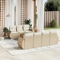 Set Divano da Giardino 8 pz con Cuscini Beige in Polyrattan 3224910