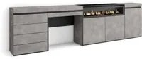 Credenza, 277x35x75 cm, Camera da letto, stanza, Camino elettrico, Cassettiera, Tavolo da toeletta, Cemento , RF3409