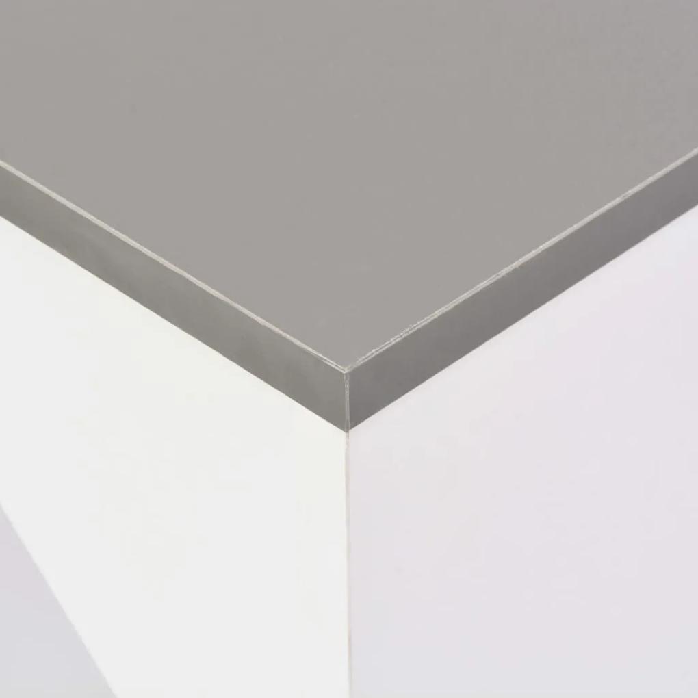 Tavolo da bar con scaffale mobile bianco 138x39x110 cm