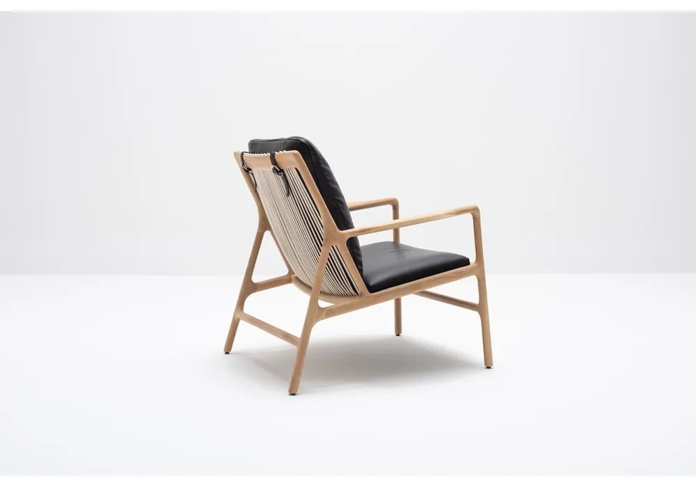 Poltrona in pelle di colore nero-naturale Dedo - Gazzda