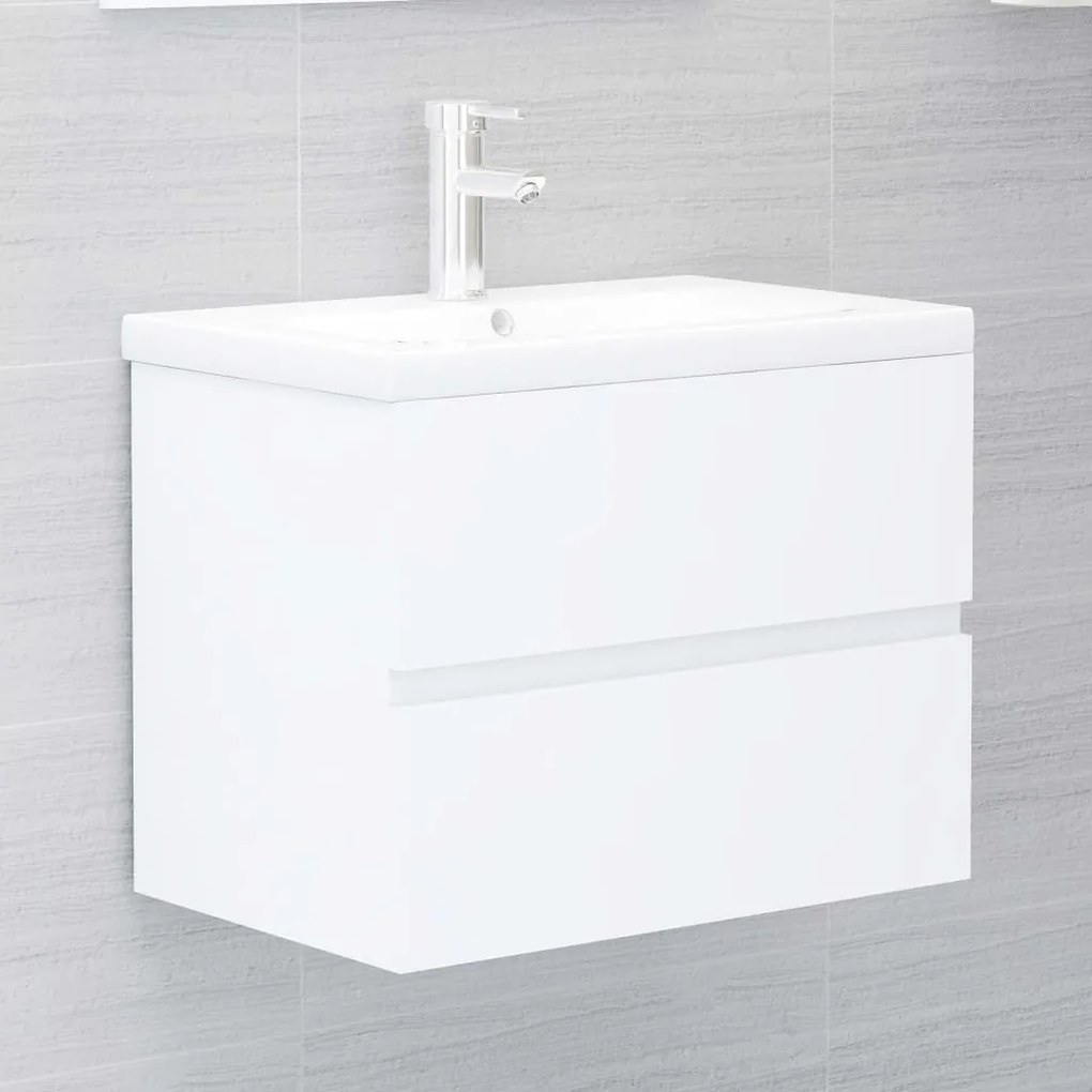 Mobile bagno con lavabo integrato bianco in truciolato