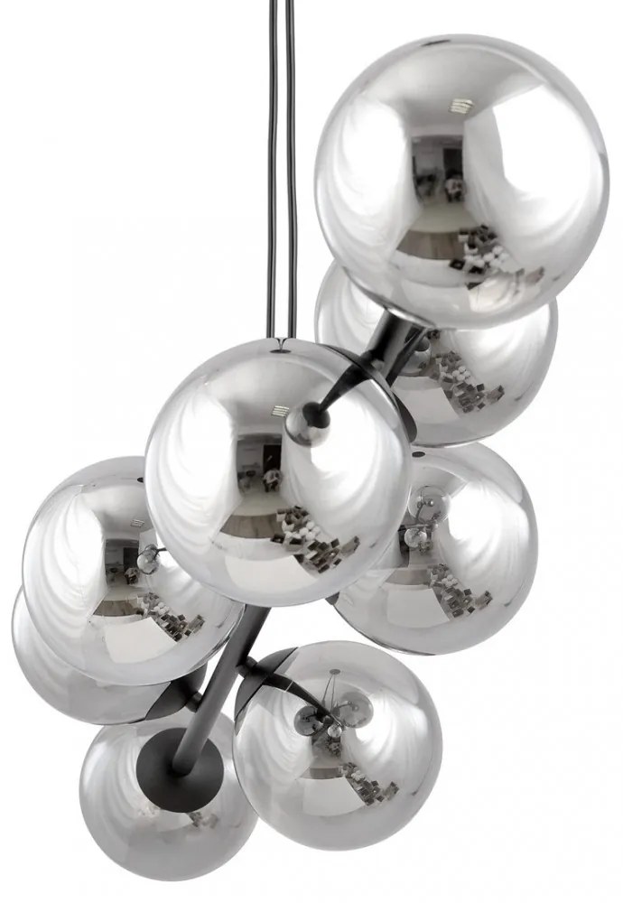 Lampadario a Sospensione in Acciaio e Vetro ROSSI 6 Nero 6xE14 Colore delle Sfere Grafite