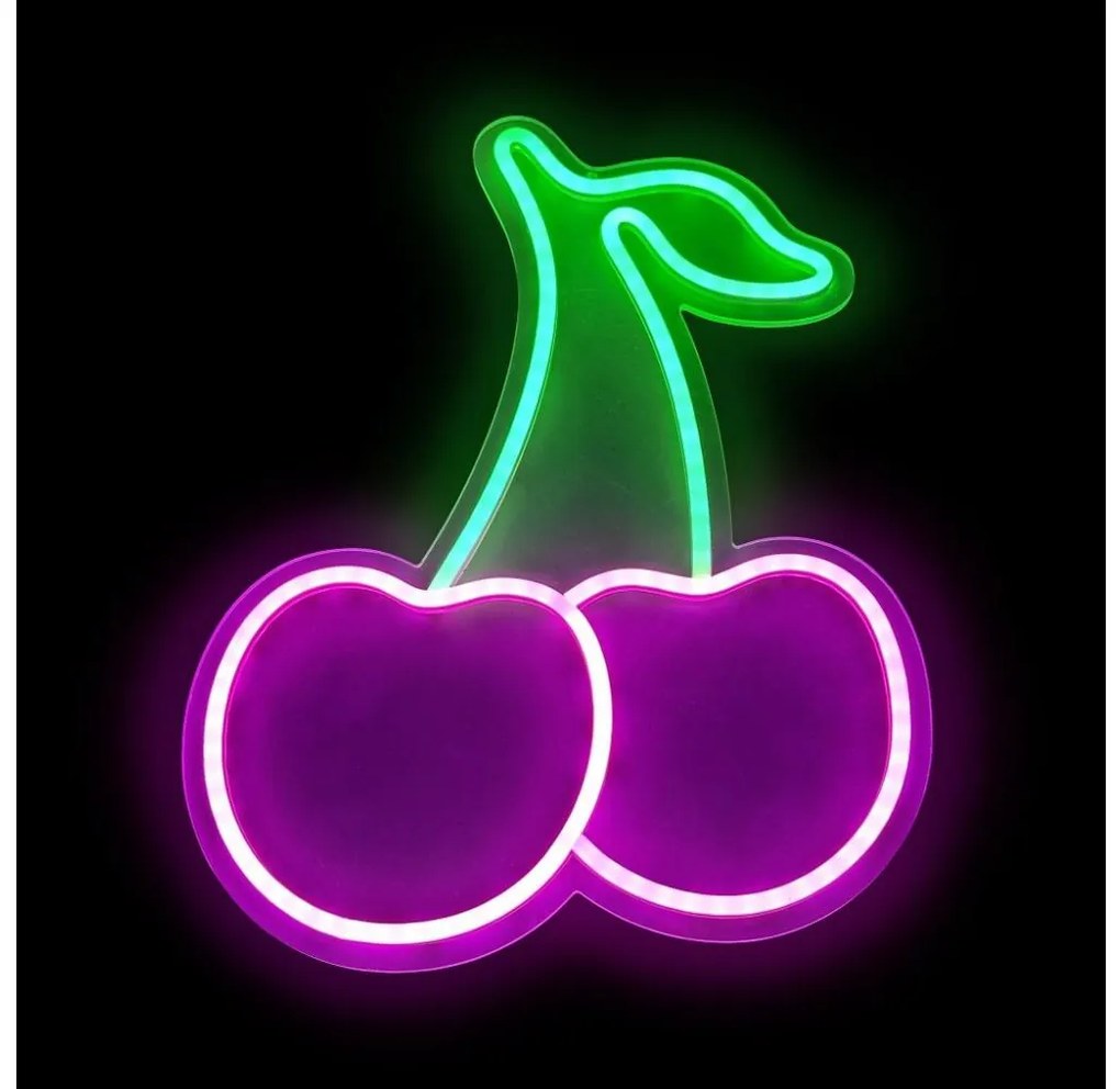 2Kids Toys - Decorazione da parete neon LED/5W/USB ciliegie