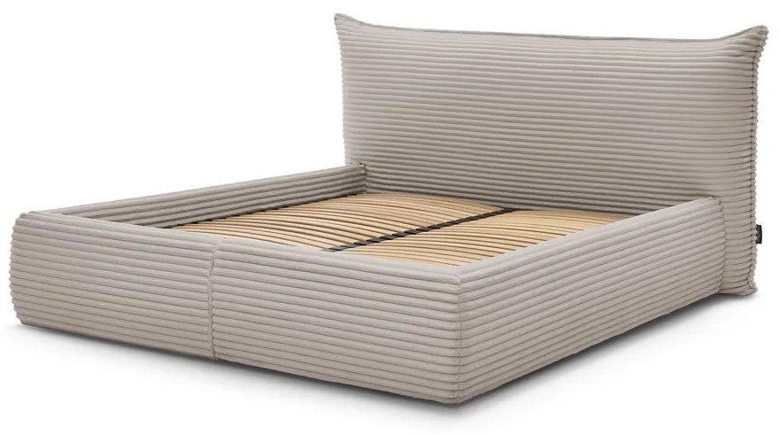 Letto matrimoniale beige imbottito con spazio contenitivo con griglia inclusa 160x200 cm Jade – Bobochic Paris