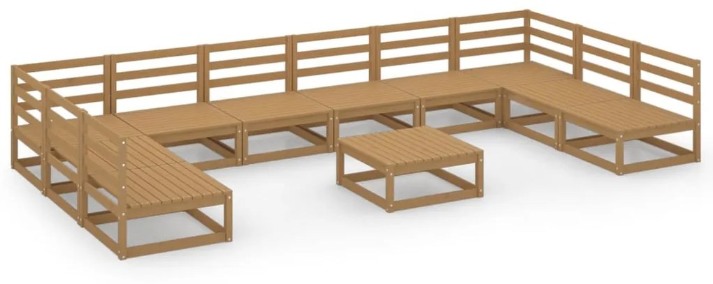 Set Divani da Giardino 11 pz in Legno Massello di Pino