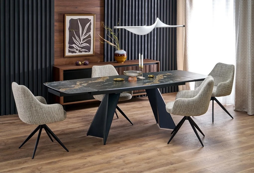 Tavolo allungabile ARMANI in marmo nero – 165-241x90x77 cm