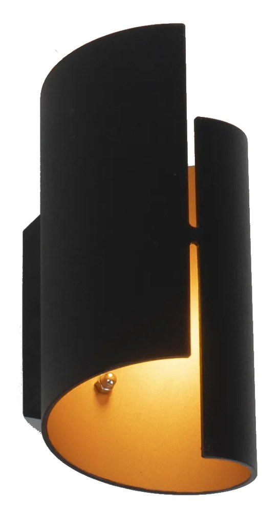 Lampada da parete Smart nera con interno oro incl. Wifi G9 - Faldo