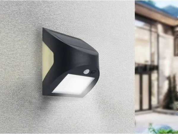 Lampada da parete solare LED con sensore LED/3W/3,7V 1200 mAh IP54 nero