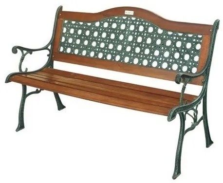 Panchina Da Esterno In Legno E Ghisa Con Braccioli 126x60xH82 Rattan Arc